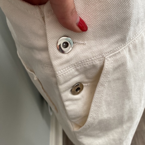 UNIQUE! White Jean Jumper/Overall Dress with Cat face! Like New condition 😻 - Picture 6 of 9